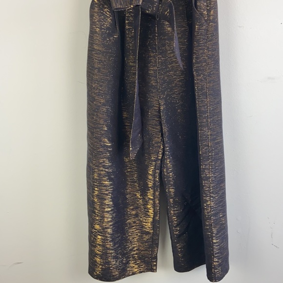 Anthropologie Corey Lynn Sweetheart Jumpsuit Gold Black Cropped - Picture 7 of 12